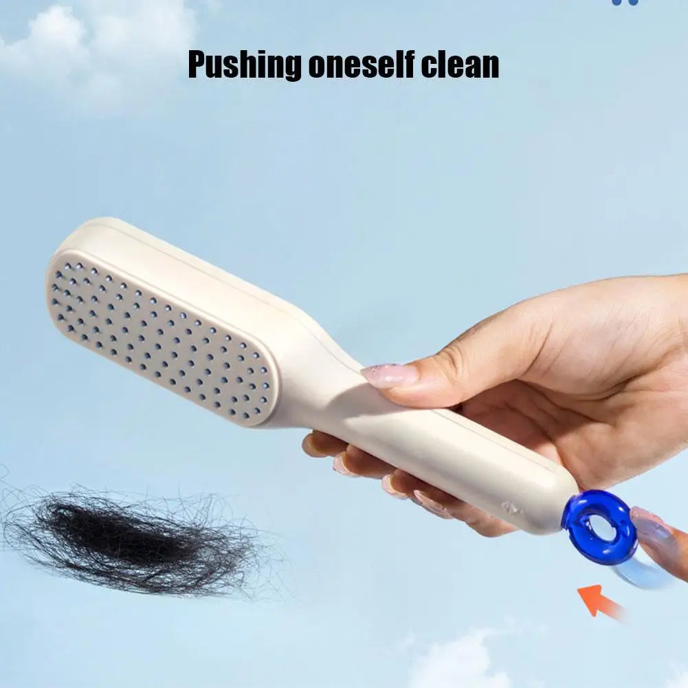 Self-cleaning hairbrush